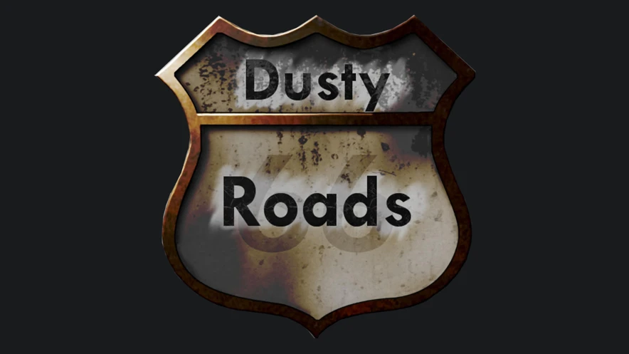 DustyRoads Logo im Style des Route 66 Shields