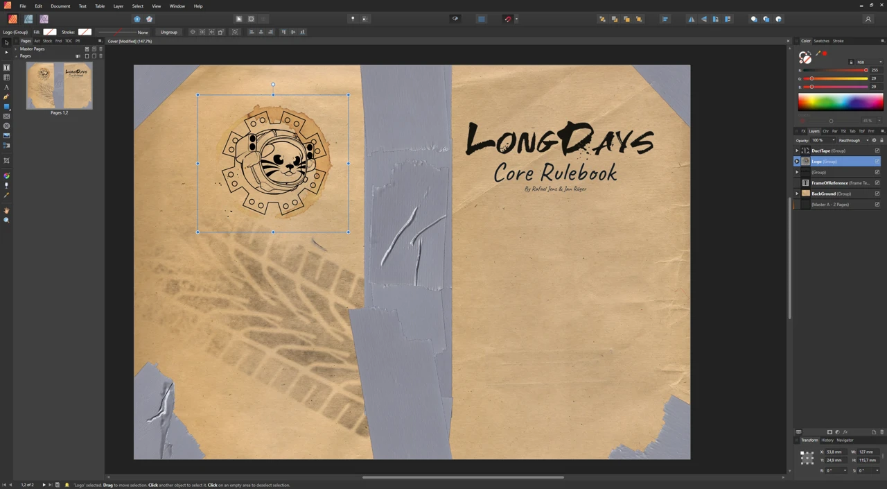 LongDays Regelwerk Buchcover in Affinity Publisher