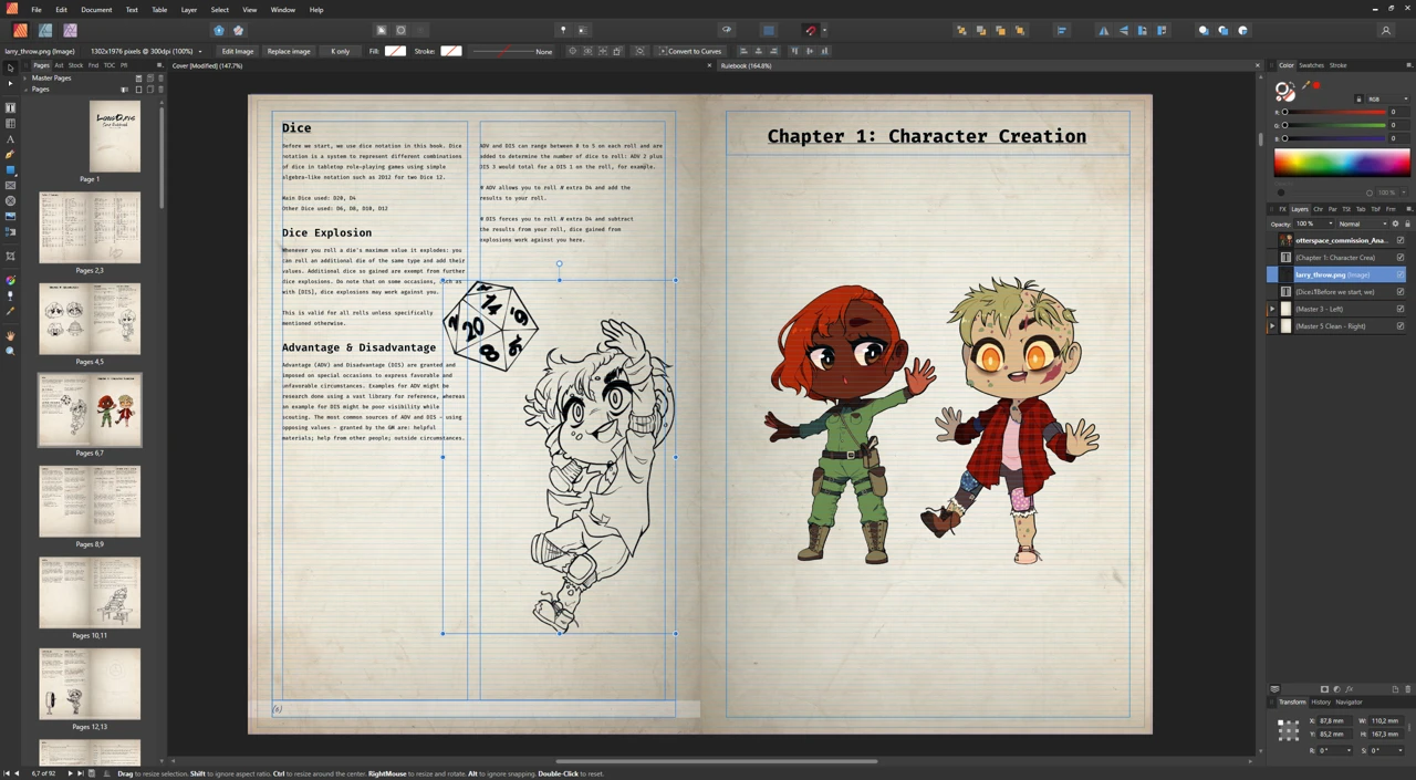 LongDays Regelwerk Seite 'Dice' in Affinity Publisher